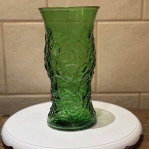 Vintage E.O. Brody Co. emerald green crinkle glass vase 1960/70s USA 9.5"
